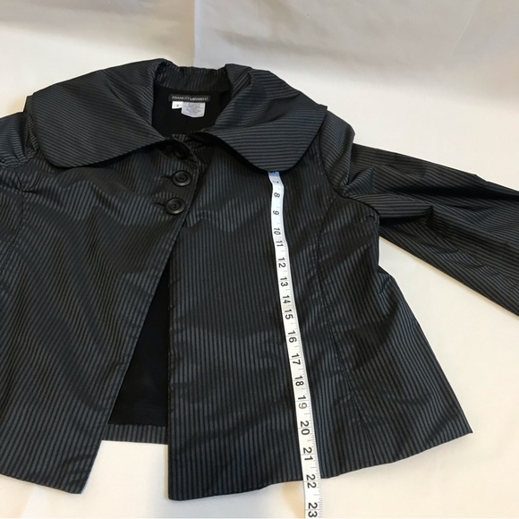 Franco Mirabelli pen stripe navy black metallic cape blazer coat size 8 - Picture 7 of 8
